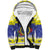 United States Virgin Islands Christmas Sherpa Hoodie Coat Of Arms With Poinsettia - Wonder Print Shop