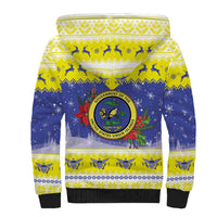 United States Virgin Islands Christmas Sherpa Hoodie Coat Of Arms With Poinsettia - Wonder Print Shop