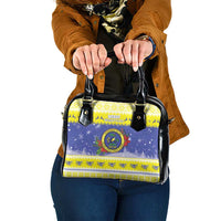 United States Virgin Islands Christmas Shoulder Handbag Coat Of Arms With Poinsettia - Wonder Print Shop