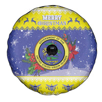 United States Virgin Islands Christmas Spare Tire Cover Coat Of Arms With Poinsettia - Wonder Print Shop