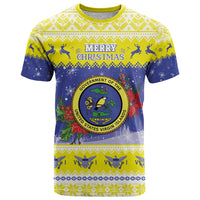 United States Virgin Islands Christmas T Shirt Coat Of Arms With Poinsettia - Wonder Print Shop