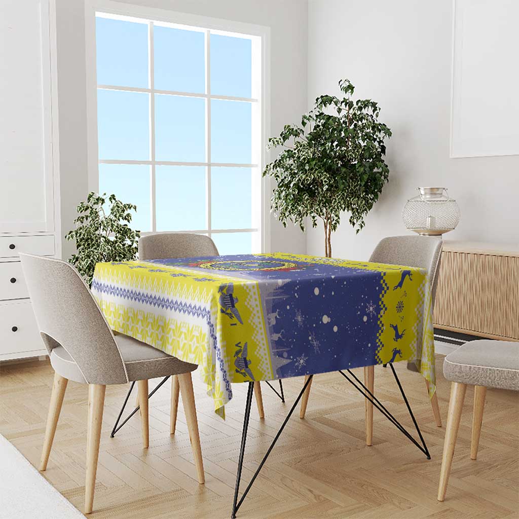 United States Virgin Islands Christmas Tablecloth Coat Of Arms With Poinsettia - Wonder Print Shop