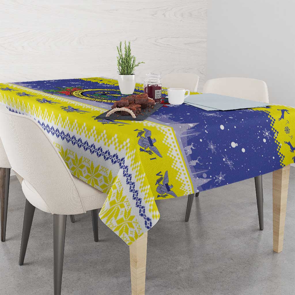 United States Virgin Islands Christmas Tablecloth Coat Of Arms With Poinsettia - Wonder Print Shop
