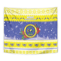 United States Virgin Islands Christmas Tapestry Coat Of Arms With Poinsettia - Wonder Print Shop