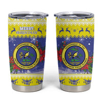 United States Virgin Islands Christmas Tumbler Cup Coat Of Arms With Poinsettia - Wonder Print Shop