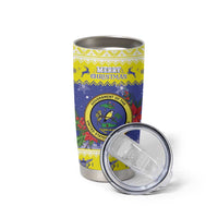 United States Virgin Islands Christmas Tumbler Cup Coat Of Arms With Poinsettia - Wonder Print Shop