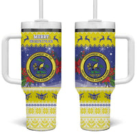 United States Virgin Islands Christmas Tumbler With Handle Coat Of Arms With Poinsettia - Wonder Print Shop