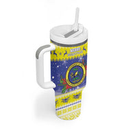 United States Virgin Islands Christmas Tumbler With Handle Coat Of Arms With Poinsettia - Wonder Print Shop