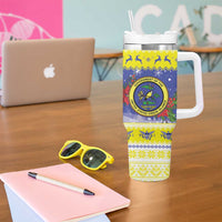 United States Virgin Islands Christmas Tumbler With Handle Coat Of Arms With Poinsettia - Wonder Print Shop