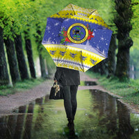 United States Virgin Islands Christmas Umbrella Coat Of Arms With Poinsettia - Wonder Print Shop