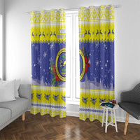 United States Virgin Islands Christmas Window Curtain Coat Of Arms With Poinsettia - Wonder Print Shop