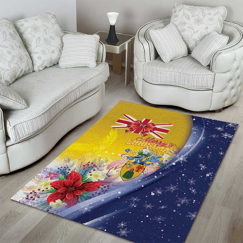 Turks And Caicos Islands Christmas Area Rug Coquette Bow With Coat Of Arms - Wonder Print Shop
