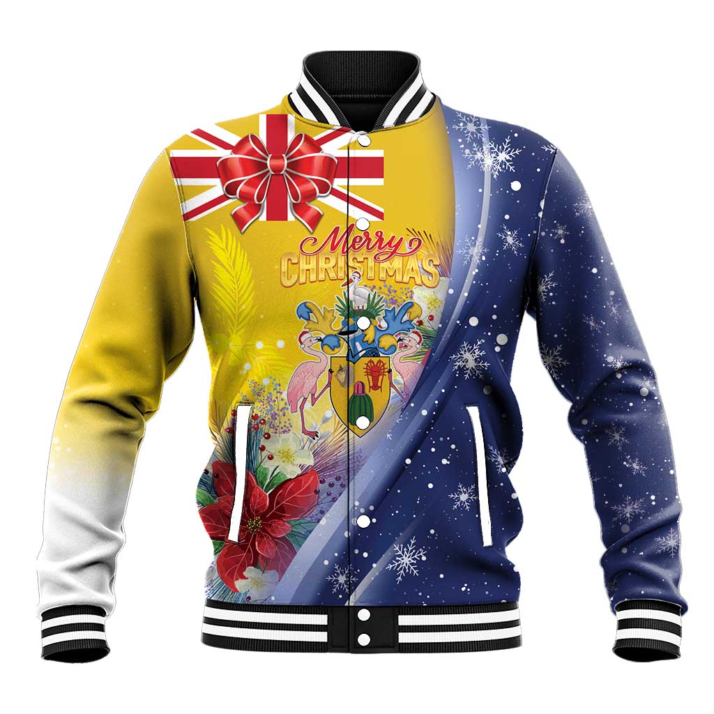 Turks And Caicos Islands Christmas Baseball Jacket Coquette Bow With Coat Of Arms - Wonder Print Shop