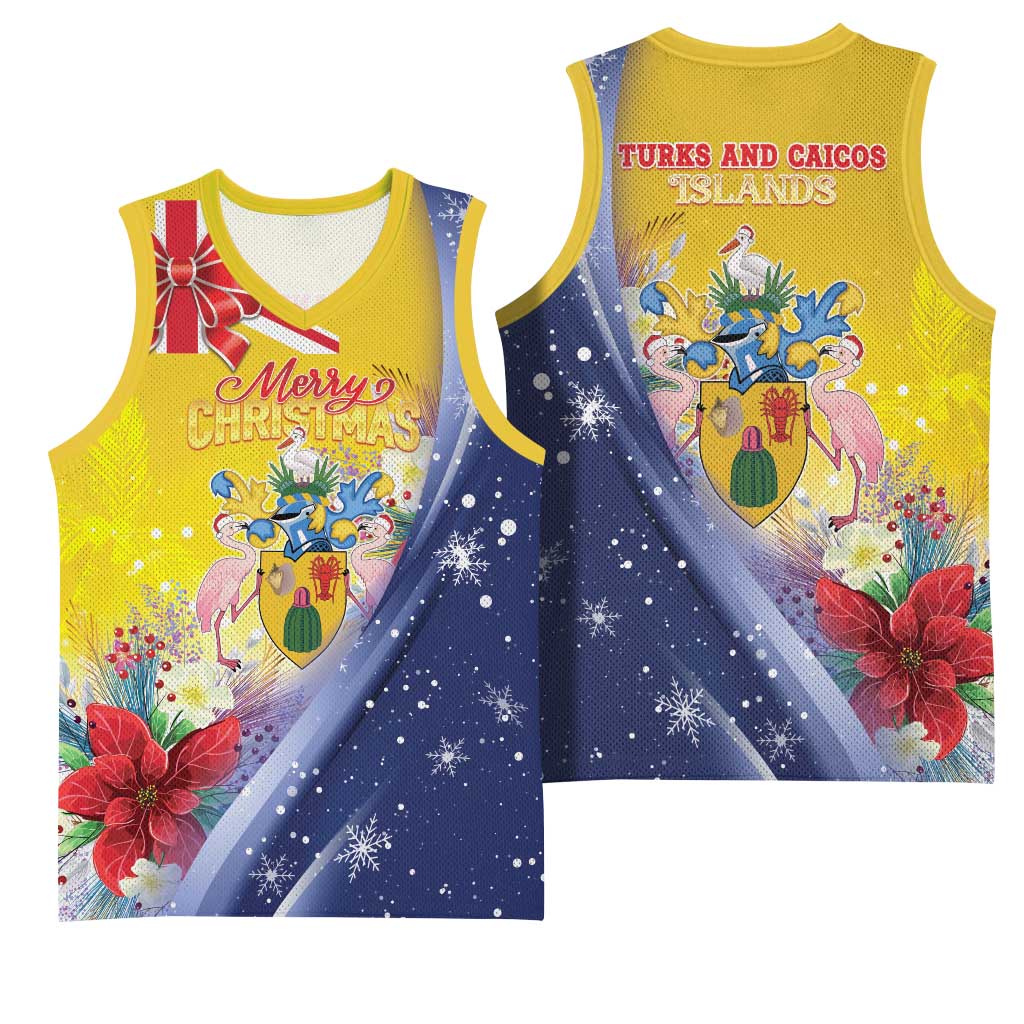 Turks And Caicos Islands Christmas Basketball Jersey Coquette Bow With Coat Of Arms - Wonder Print Shop