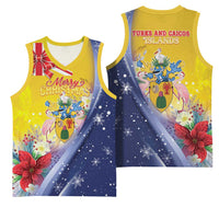 Turks And Caicos Islands Christmas Basketball Jersey Coquette Bow With Coat Of Arms - Wonder Print Shop