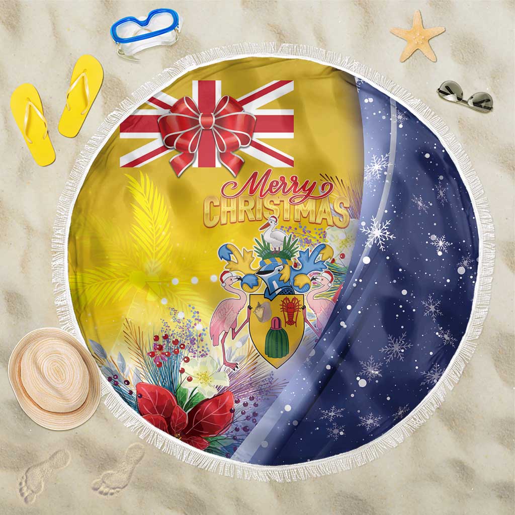 Turks And Caicos Islands Christmas Beach Blanket Coquette Bow With Coat Of Arms - Wonder Print Shop