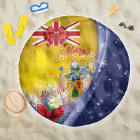 Turks And Caicos Islands Christmas Beach Blanket Coquette Bow With Coat Of Arms - Wonder Print Shop
