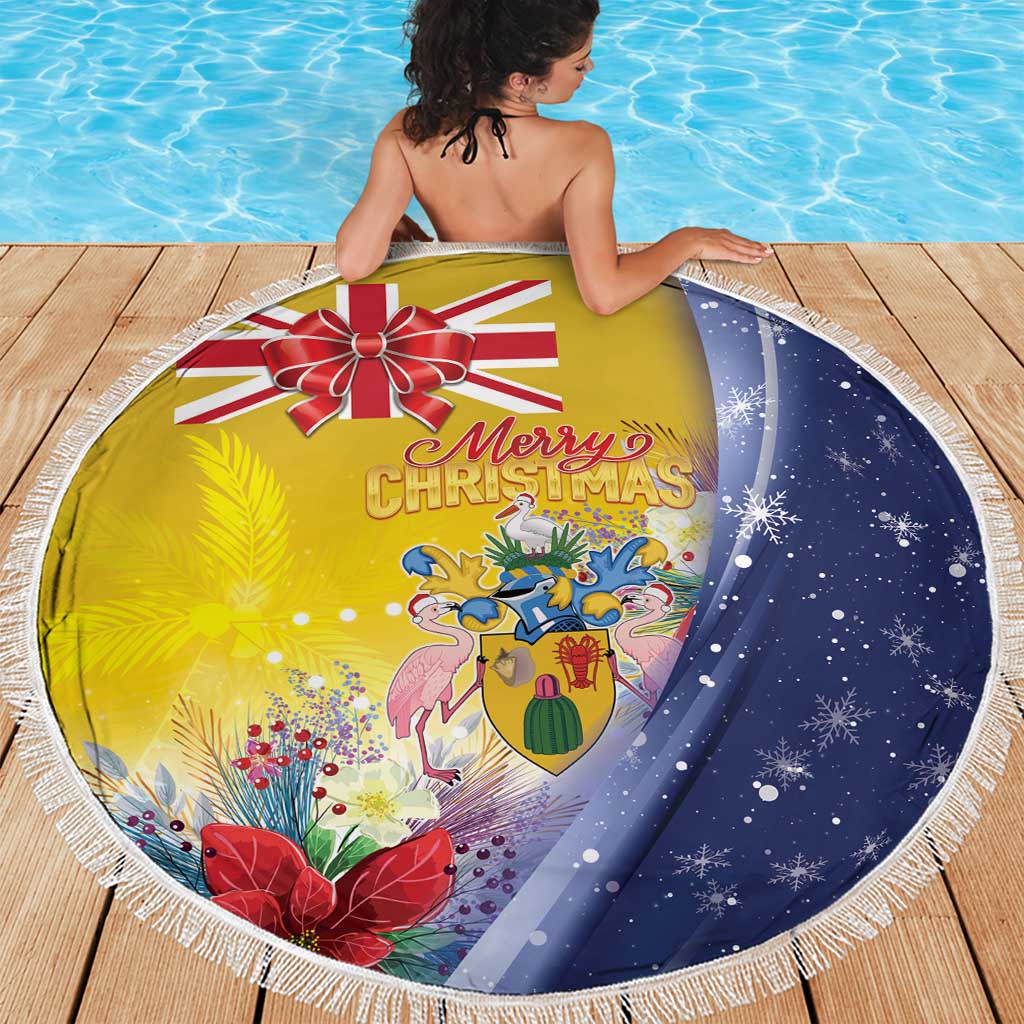 Turks And Caicos Islands Christmas Beach Blanket Coquette Bow With Coat Of Arms - Wonder Print Shop