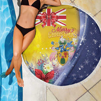 Turks And Caicos Islands Christmas Beach Blanket Coquette Bow With Coat Of Arms - Wonder Print Shop