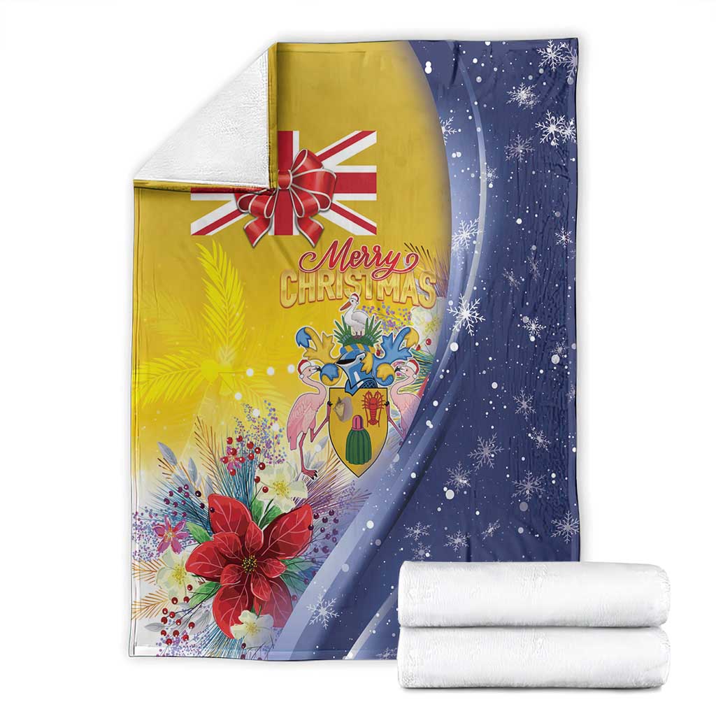 Turks And Caicos Islands Christmas Blanket Coquette Bow With Coat Of Arms - Wonder Print Shop