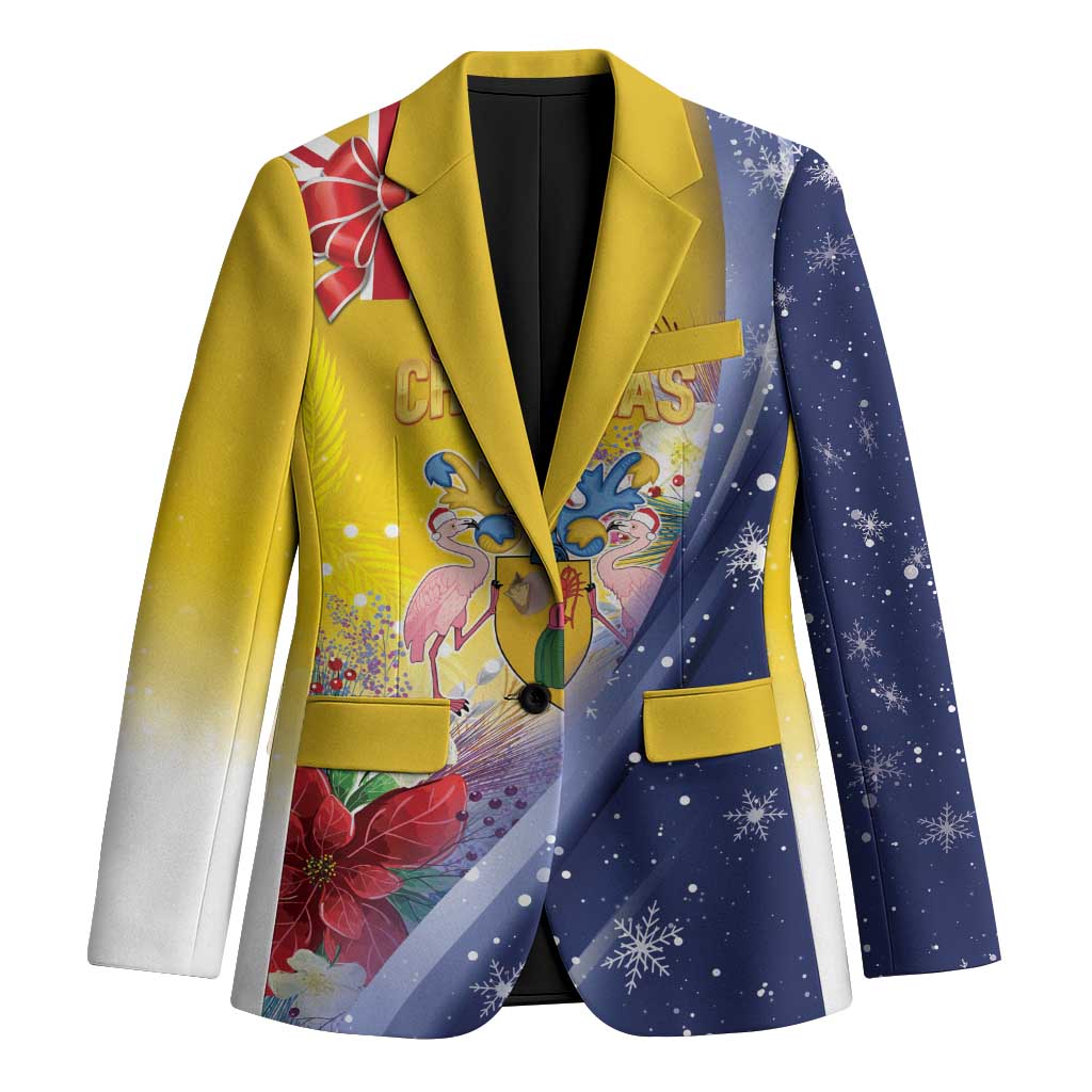 Turks And Caicos Islands Christmas Blazer Coquette Bow With Coat Of Arms - Wonder Print Shop
