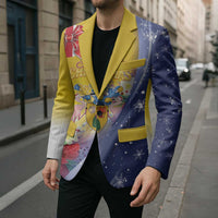 Turks And Caicos Islands Christmas Blazer Coquette Bow With Coat Of Arms - Wonder Print Shop