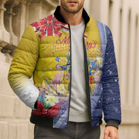 Turks And Caicos Islands Christmas Bomber Puffer Jacket Coquette Bow With Coat Of Arms - Wonder Print Shop