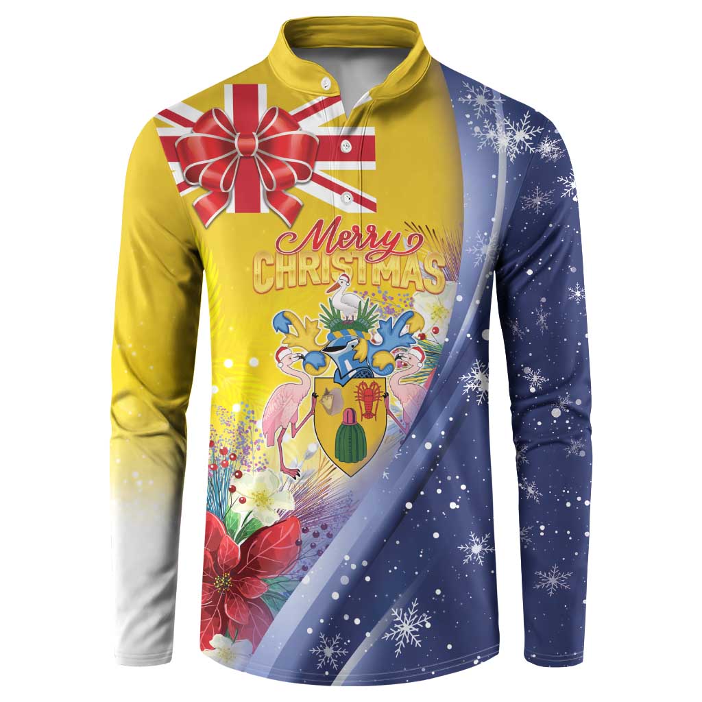 Turks And Caicos Islands Christmas Button Sweatshirt Coquette Bow With Coat Of Arms - Wonder Print Shop