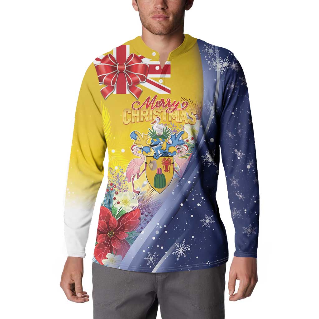 Turks And Caicos Islands Christmas Button Sweatshirt Coquette Bow With Coat Of Arms - Wonder Print Shop