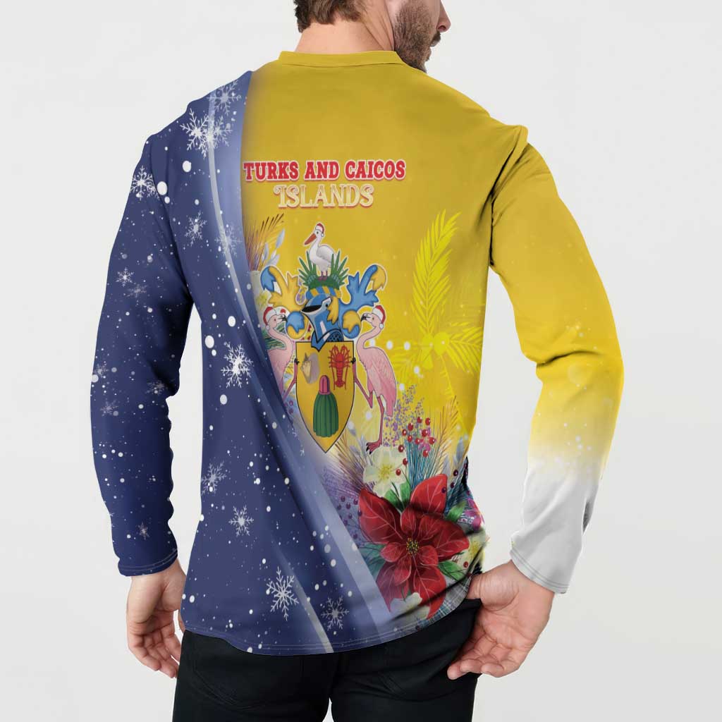 Turks And Caicos Islands Christmas Button Sweatshirt Coquette Bow With Coat Of Arms - Wonder Print Shop