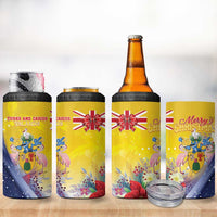 Turks And Caicos Islands Christmas 4 in 1 Can Cooler Tumbler Coquette Bow With Coat Of Arms - Wonder Print Shop
