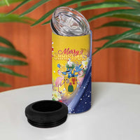 Turks And Caicos Islands Christmas 4 in 1 Can Cooler Tumbler Coquette Bow With Coat Of Arms - Wonder Print Shop