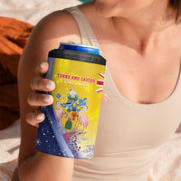 Turks And Caicos Islands Christmas 4 in 1 Can Cooler Tumbler Coquette Bow With Coat Of Arms - Wonder Print Shop