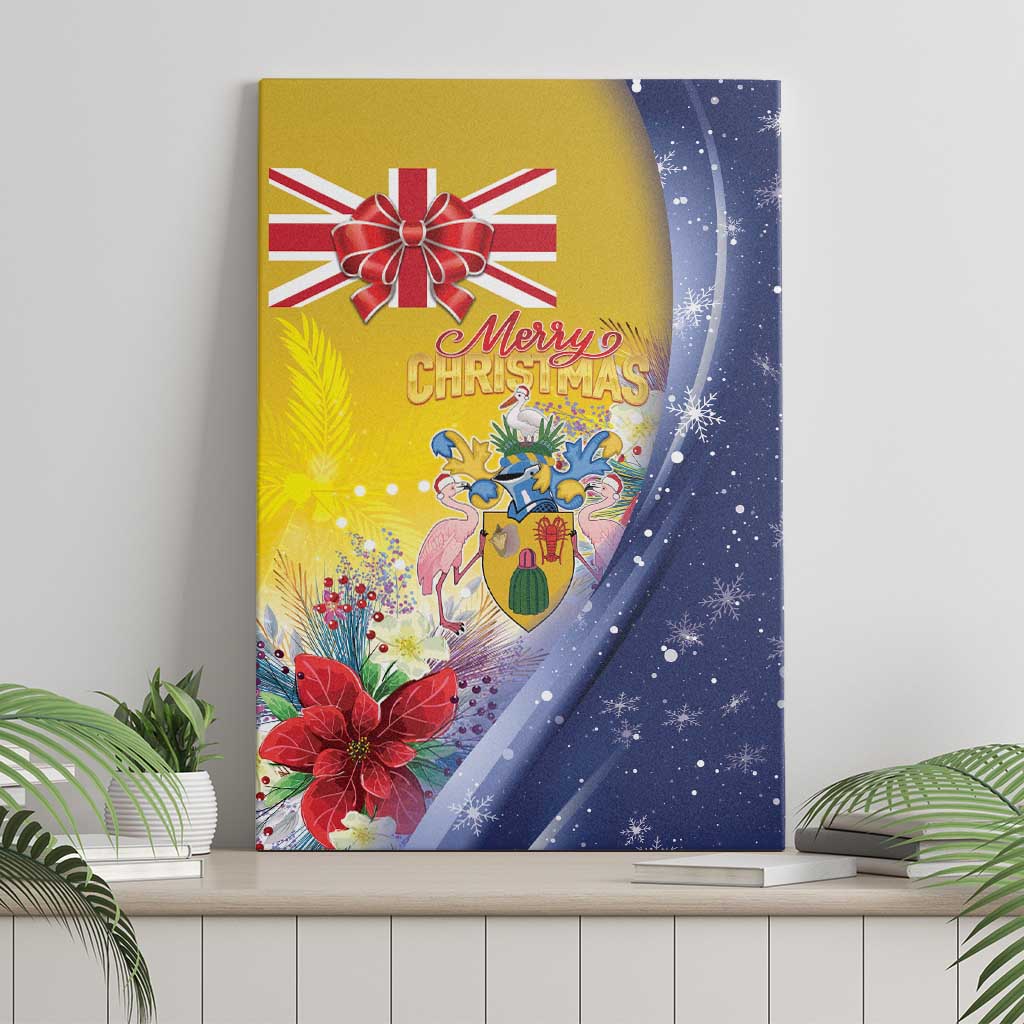 Turks And Caicos Islands Christmas Canvas Wall Art Coquette Bow With Coat Of Arms - Wonder Print Shop