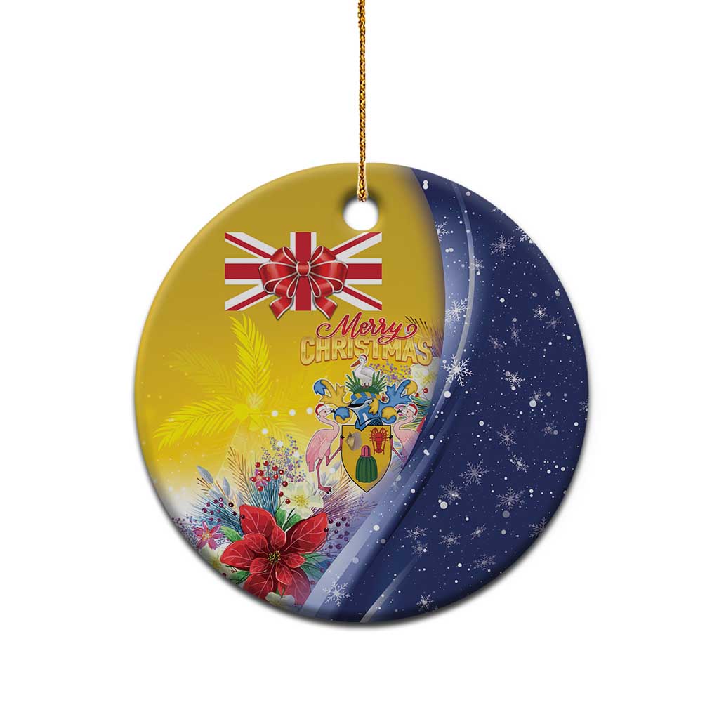 Turks And Caicos Islands Christmas Ceramic Ornament Coquette Bow With Coat Of Arms - Wonder Print Shop