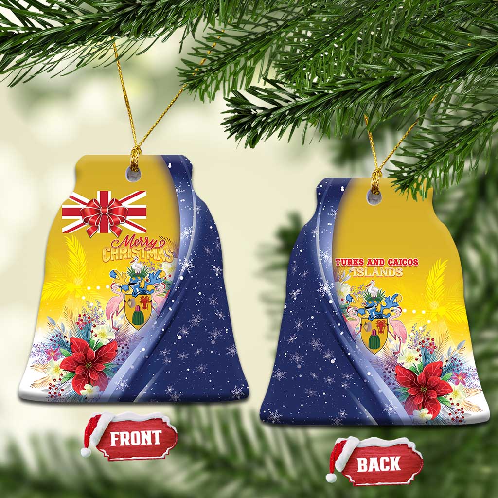 Turks And Caicos Islands Christmas Ceramic Ornament Coquette Bow With Coat Of Arms - Wonder Print Shop