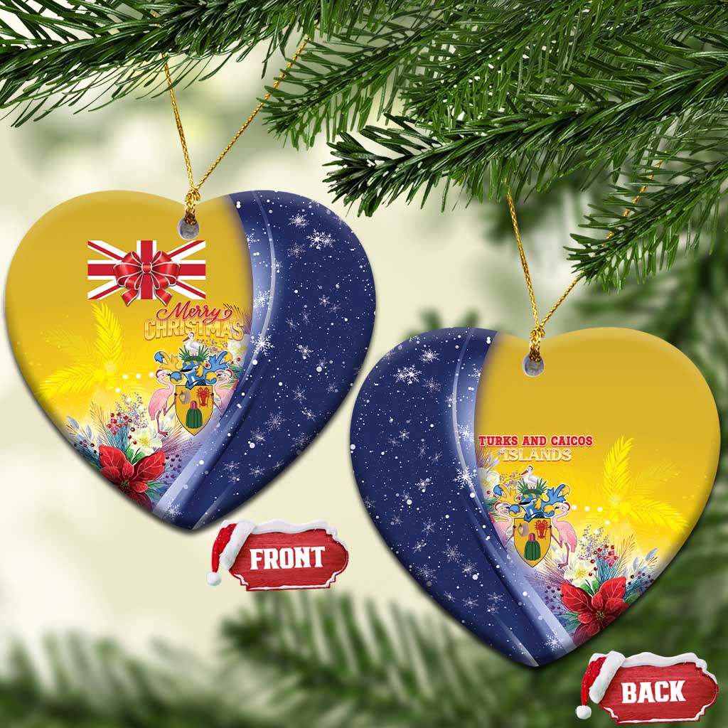 Turks And Caicos Islands Christmas Ceramic Ornament Coquette Bow With Coat Of Arms - Wonder Print Shop