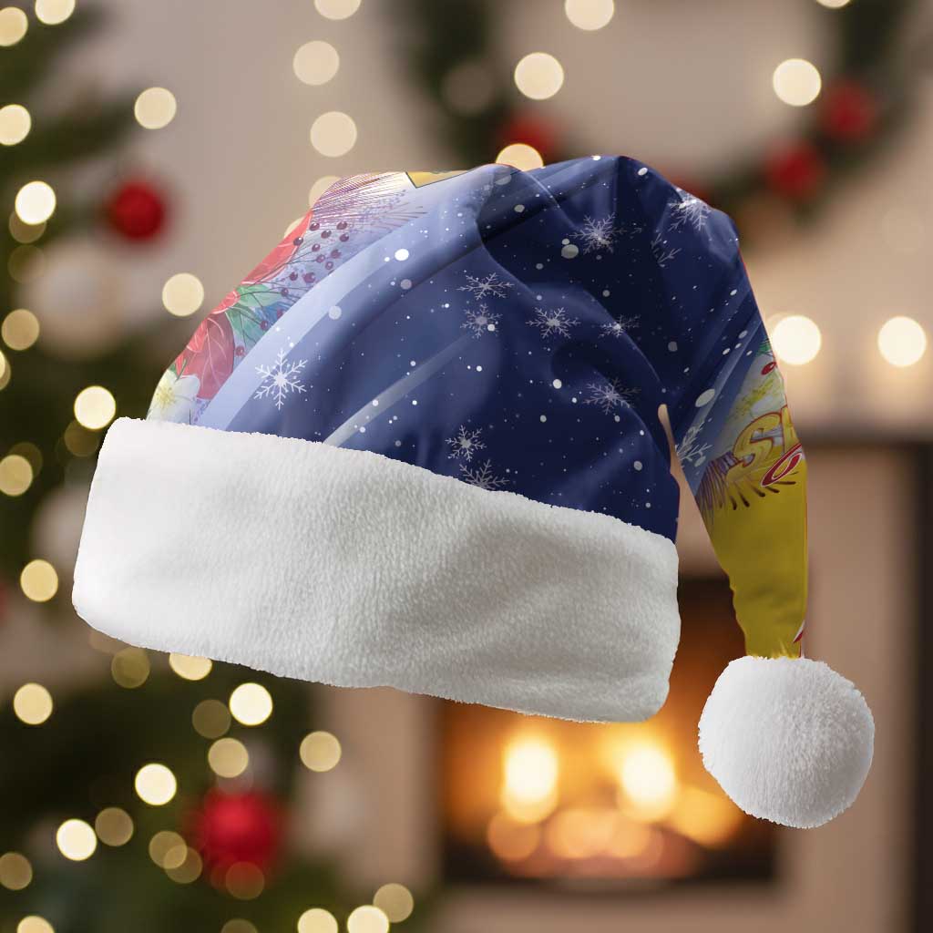 Turks And Caicos Islands Christmas Santa Hat Coquette Bow With Coat Of Arms - Wonder Print Shop