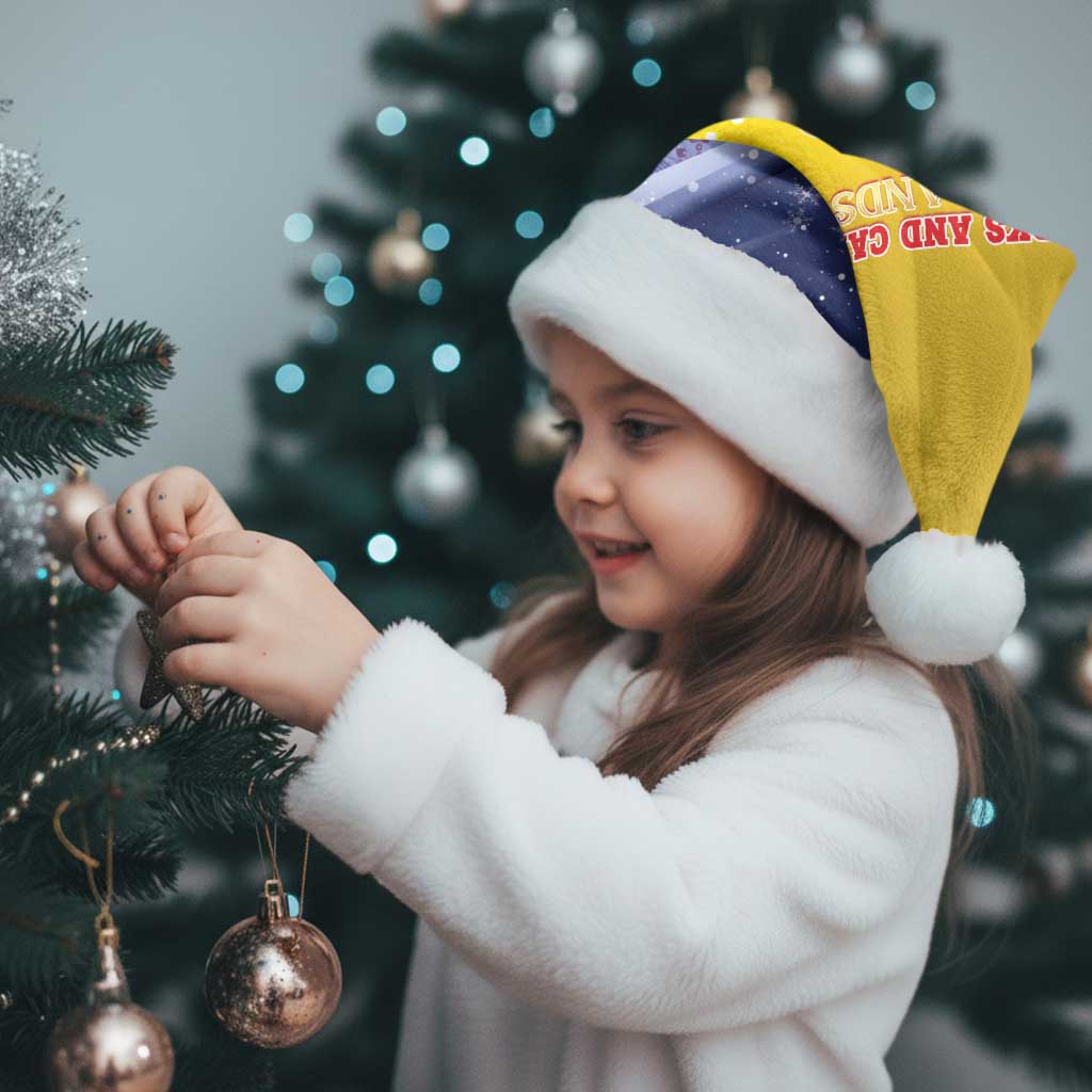 Turks And Caicos Islands Christmas Santa Hat Coquette Bow With Coat Of Arms - Wonder Print Shop