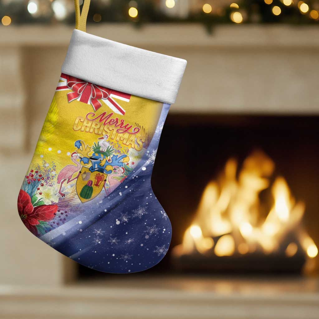 Turks And Caicos Islands Christmas Stocking Coquette Bow With Coat Of Arms - Wonder Print Shop