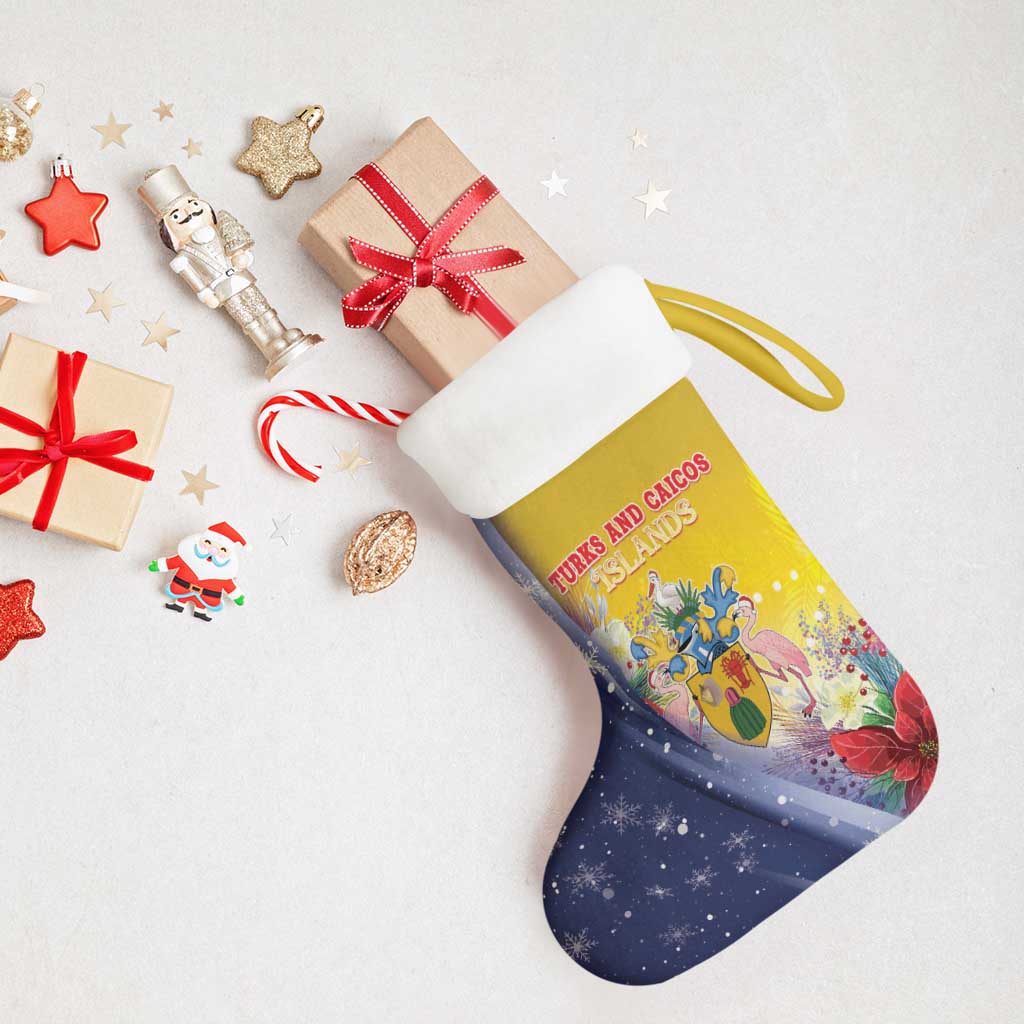 Turks And Caicos Islands Christmas Stocking Coquette Bow With Coat Of Arms - Wonder Print Shop