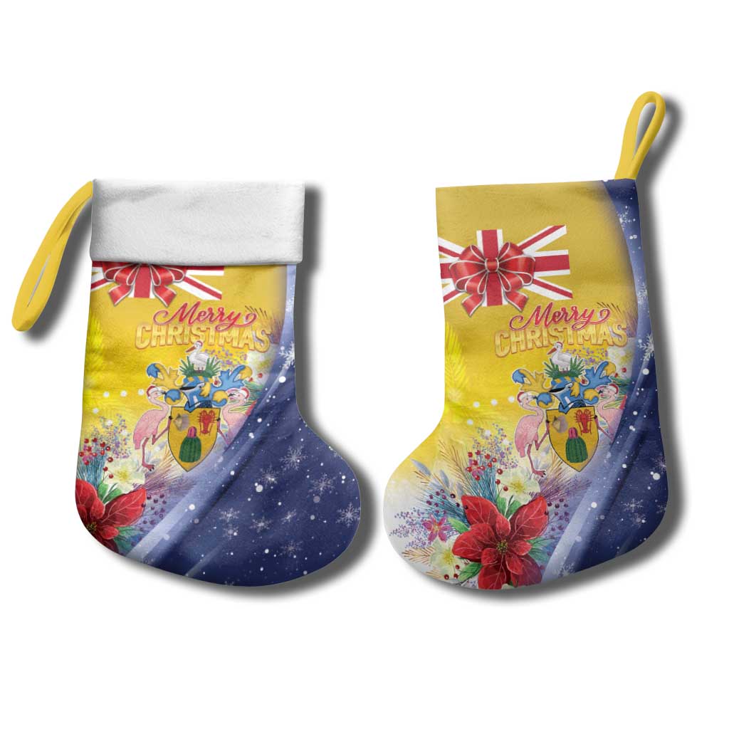 Turks And Caicos Islands Christmas Stocking Coquette Bow With Coat Of Arms - Wonder Print Shop
