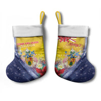 Turks And Caicos Islands Christmas Stocking Coquette Bow With Coat Of Arms - Wonder Print Shop