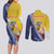 Turks And Caicos Islands Christmas Couples Matching Long Sleeve Bodycon Dress and Long Sleeve Button Shirt Coquette Bow With Coat Of Arms - Wonder Print Shop