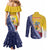 Turks And Caicos Islands Christmas Couples Matching Mermaid Dress and Long Sleeve Button Shirt Coquette Bow With Coat Of Arms - Wonder Print Shop