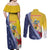 Turks And Caicos Islands Christmas Couples Matching Off Shoulder Maxi Dress and Long Sleeve Button Shirt Coquette Bow With Coat Of Arms - Wonder Print Shop