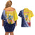 Turks And Caicos Islands Christmas Couples Matching Off Shoulder Short Dress and Hawaiian Shirt Coquette Bow With Coat Of Arms - Wonder Print Shop