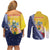 Turks And Caicos Islands Christmas Couples Matching Off Shoulder Short Dress and Long Sleeve Button Shirt Coquette Bow With Coat Of Arms - Wonder Print Shop