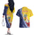 Turks And Caicos Islands Christmas Couples Matching Off The Shoulder Long Sleeve Dress and Hawaiian Shirt Coquette Bow With Coat Of Arms - Wonder Print Shop