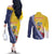 Turks And Caicos Islands Christmas Couples Matching Off The Shoulder Long Sleeve Dress and Long Sleeve Button Shirt Coquette Bow With Coat Of Arms - Wonder Print Shop